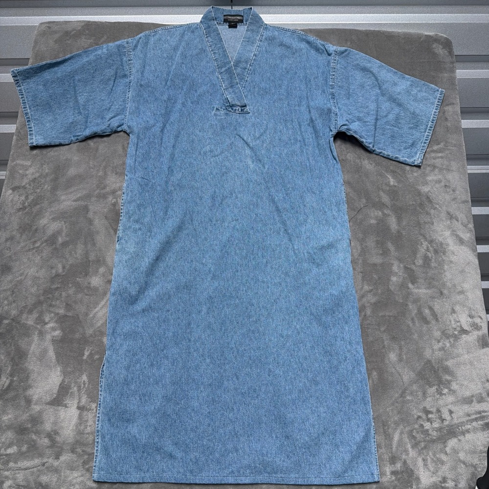 J Peterman Denim Midi Dress Womens S/M  Kaftan Oversized Lagenlook Minimalist